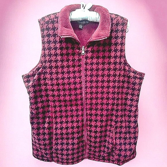 Reversible 1XL Thick Fleece Burgundy & Black Vest w Outside Pockets - Picture 7 of 7